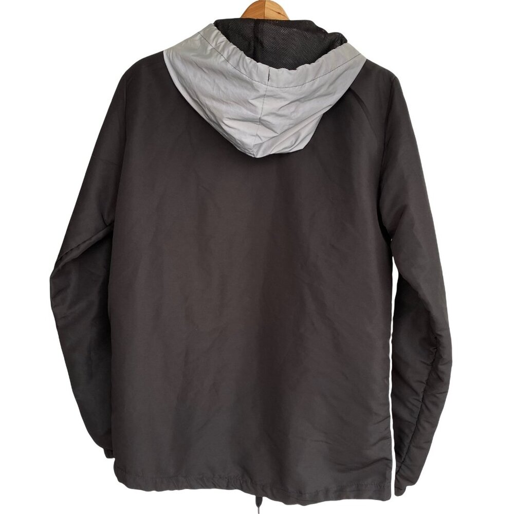Five By Five GOOD VIBES Hoodie Windbreaker Jacket Small Silver Black Iridescent - Picture 2 of 5